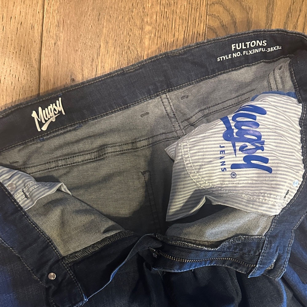Men's Dark Blue Straight Jeans - Picture 2 of 4